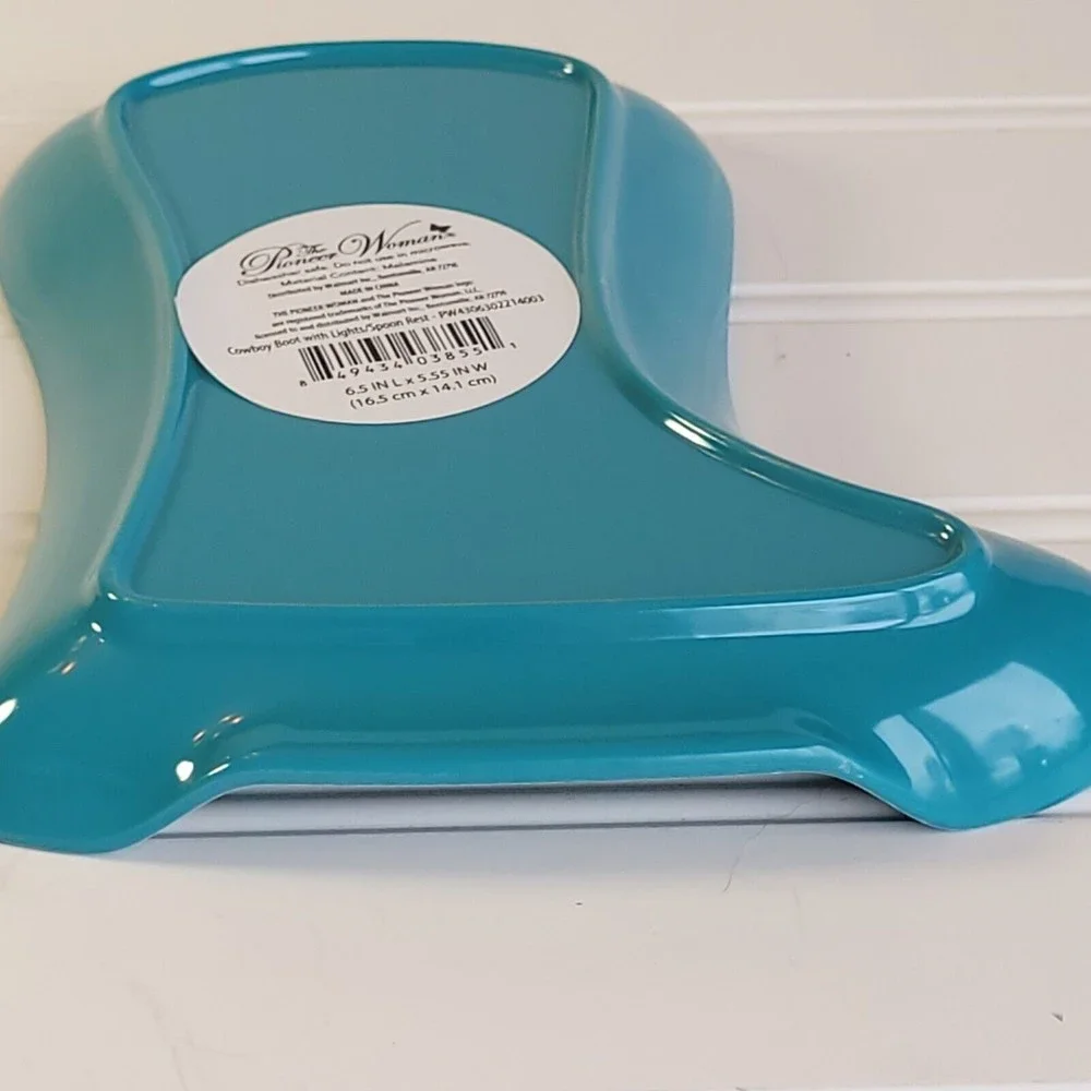 The Pioneer Woman Spoon Rest Christmas Cowboy Boot with Lights Melamine New